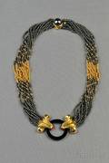 18kt Gold Hematite Onyx and Pink Tourmaline Necklace Lagos