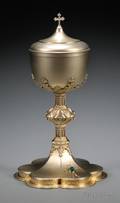 Gothic Revival Goldwashed Gemset Sterling Silver Ciborium Gorham