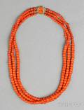 Antique Threestrand Coral Bead Necklace