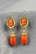 Antique Coral Earpendants