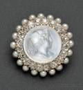 Edwardian Moonstone Cameo Cuvette Diamond and Pearl PendantBrooch