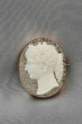 Antique Lace Agate Cameo Brooch