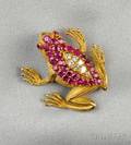 18kt Gold Ruby and Diamond Figural Brooch Cartier