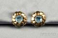 14kt Gold and Aquamarine Earclips Seaman Schepps