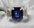 Platinum Sapphire and Diamond Ring