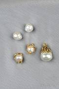 Three 18kt Gold and Freshwater Pearl Jewelry Items