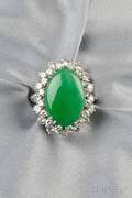 Platinum Jadeite and Diamond Ring