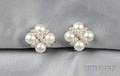 18kt White Gold Cultured Pearl and Diamond Earclips Mikimoto