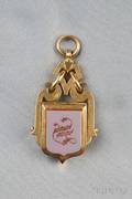 Antique 18kt Gold and Hardstone Swivel Fob