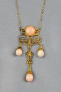 Antique 14kt Gold and Coral Pendant