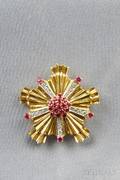 18kt Gold Ruby and Diamond Brooch Tiffany  Co