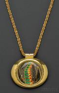 18kt and 22kt Gold and En Resille Enamel Pendant Margret Craver