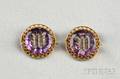 Pair of Antique Amethyst and Diamond Brooches