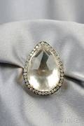 Rock Crystal and Diamond Ring