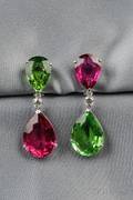 Pink and Green Tourmaline Earpendants