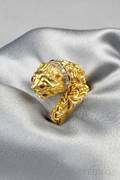 18kt Gold Ruby and Diamond Lions Head Ring Lalaounis