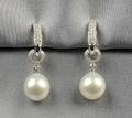 18kt White Gold South Sea Pearl and Diamond Earpendants