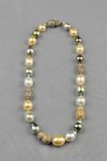 Multicolored Baroque Pearl and Colored Diamond Necklace