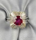Platinum Ruby and Diamond Ring