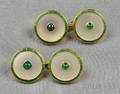 18kt Gold Emerald and Motherofpearl Cuff Links