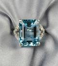 Platinum Aquamarine and Diamond Ring
