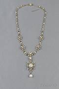 Fine Antique Pearl and Diamond Pendant Necklace