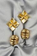 Two Pairs of 14kt Gold Earclips