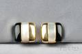 14kt Gold Motherofpearl and Onyx Earclips