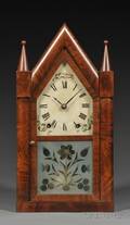 E C Brewster  Company Mahogany Sharp Gothic Shelf Clock