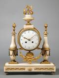 French Alabaster and Ormolu Mantel Clock