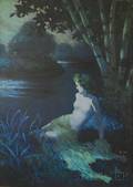 Harry T Fisk American 18871974 Nymph by a Pond at NightAn Illustration