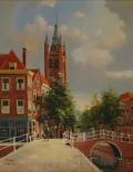 George Jan Dispo Dutch 19221973 Delft Street View by a Canal