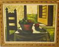 American School 20th Century Tabletop Still Life of Fruit by an Open Window