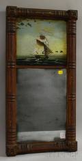 Painted Federal Splitbaluster Mirror with Reversepainted Glass Sailing Ship Tablet