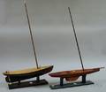 Two Painted Wood Sailboat Models