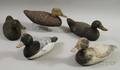 Five Carved and Painted Wooden Working Duck Decoys