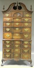 Chippendale Carved Mahogany Bonnettop Blockfront ChestonChest