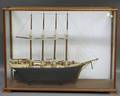 Large Cased Folk Painted Wooden Fourmasted Sailing Ship Model