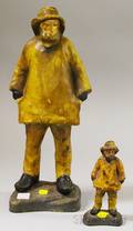 Two Painted Cast Iron Fisherman Doorstops
