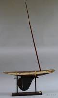 Painted Wood and Metal Sailboat Model