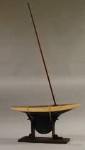 Painted Wood Pond Sailboat Model