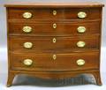Federal Inlaid Mahogany and Mahogany Veneer Bowfront Fourdrawer Chest