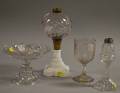 Four Mostly Colorless Pattern Glass Table Items