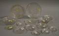 Fourteen Colorless Pressed Lacy Pattern Sandwich Glass Plates and Bowls