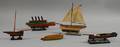 Five Small Painted Wooden Boat Models