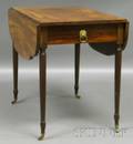 Federal Inlaid Mahogany Dropleaf Pembroke Table with End Drawer and Reeded Legs