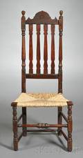 Brownpainted Cherry Bannisterback Side Chair with Woven Rush Seat