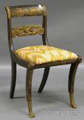 Neoclassical Carved Giltwood Ebonized and Stencildecorated Side Chair