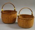 Two Woven Splint Baskets with Swing Handles