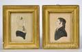 Pair of 19th Century Giltwood Framed Miniature Ink and Gouache Profile Portraits